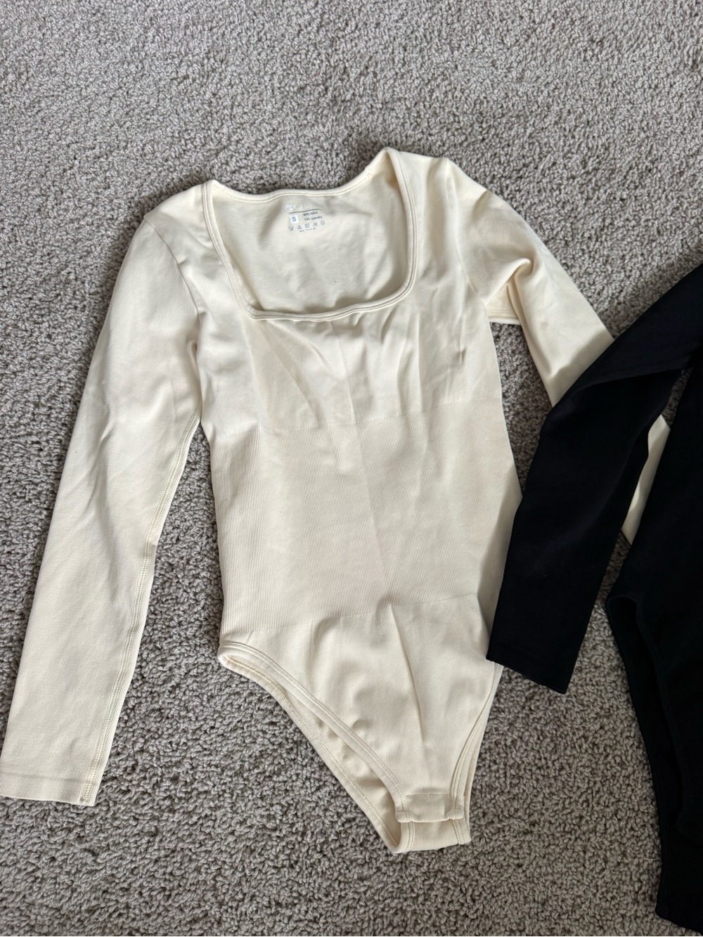 Long Sleeve Scoop Neck Bodysuit in Cream